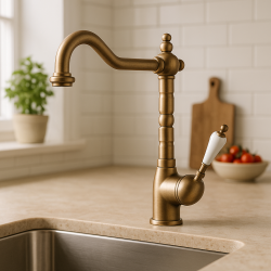 DEMM Robinet de cuisine nostalgique avec bec pivotant Bronze classique 1208947363